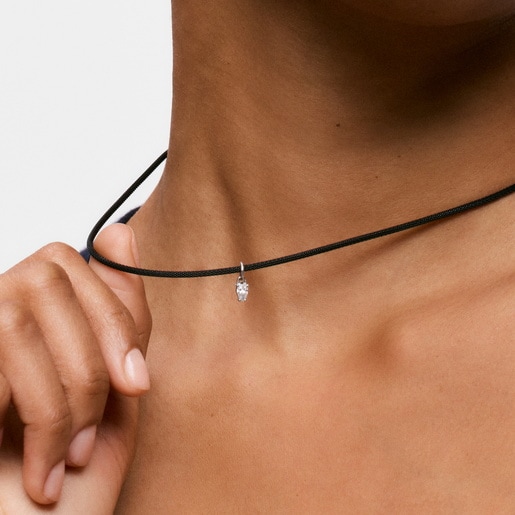 Platinum, black steel and lab-grown diamonds Necklace TOUS Mesh LGD