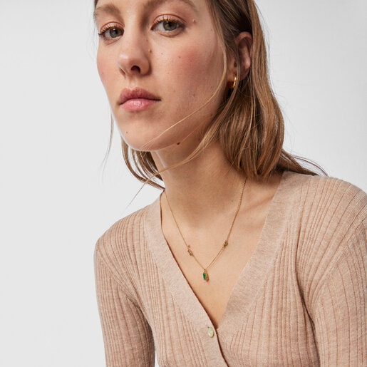 Колье Fragile Nature из вермеля с драгоценными камнями