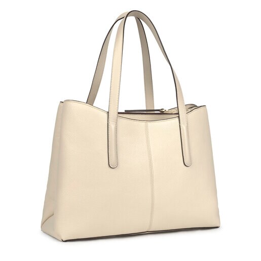 Большая сумка-shopping TOUS Icon из бежевой кожи