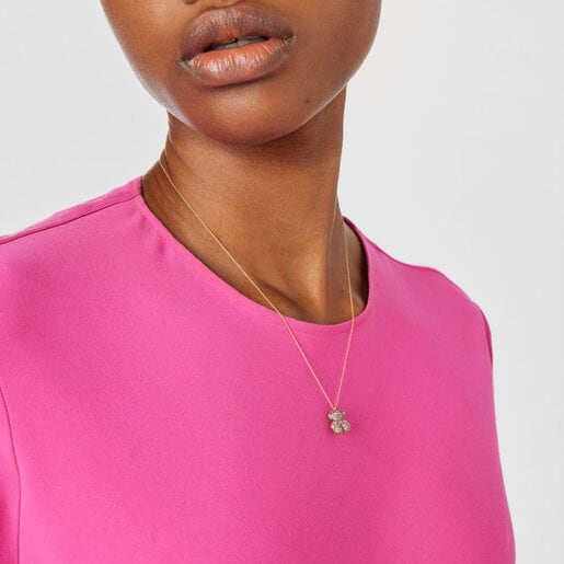 Collar oso de gemas y oro Bold Bear