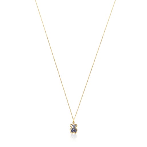 Gold Areia Necklace with blue sapphire