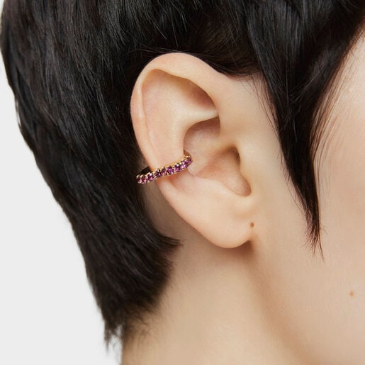 Earcuff with 18kt gold plating over silver and rhodolite My Other Half