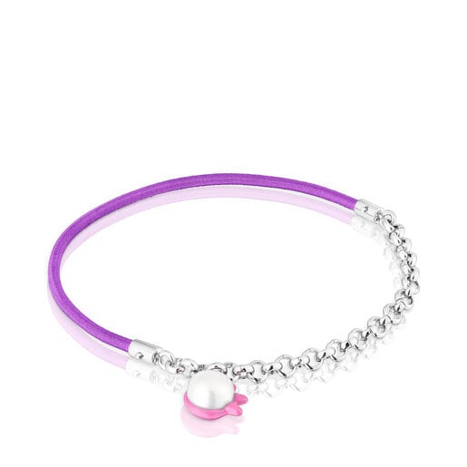 TOUS Instint lilac elastic Bracelet with steel and cultured pearl
