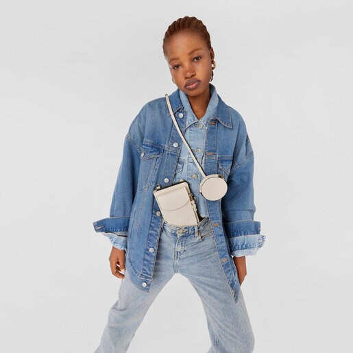 Pochette de téléphone portable à bandoulière avec portefeuille TOUS La Rue beige