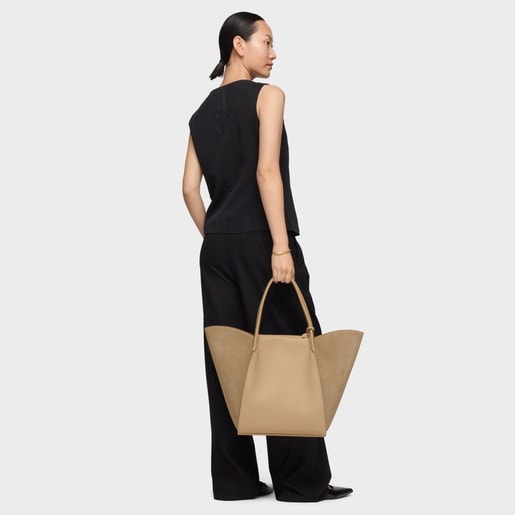 Capazo grande arena de piel TOUS Tulip