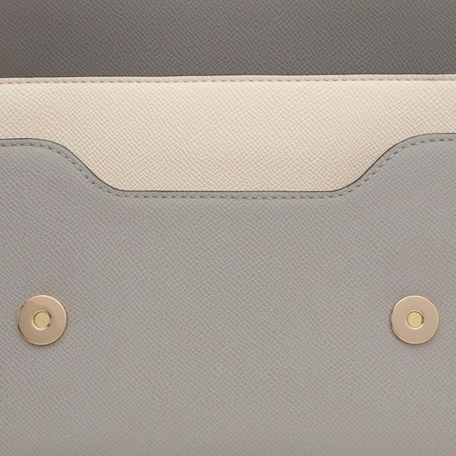 Medium beige and gray Crossbody bag Audree Saffiano