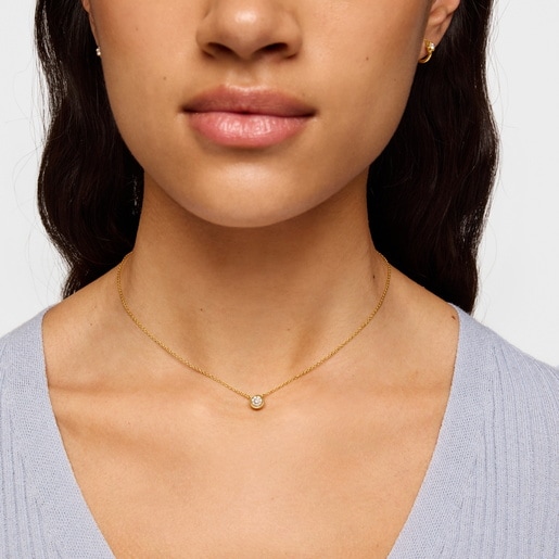 Short Necklace with 18kt gold plating over silver and laboratory-grown diamond Line LGD