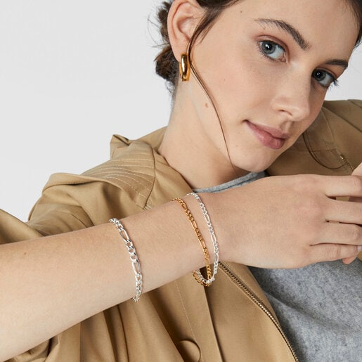 Bracelet avec chaîne en maille forçat TOUS Basics bicolore