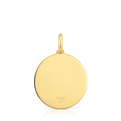 Smile Pendant with 18kt gold plating over silver, mother-of-pearl and 22 mm gemstones Medallions