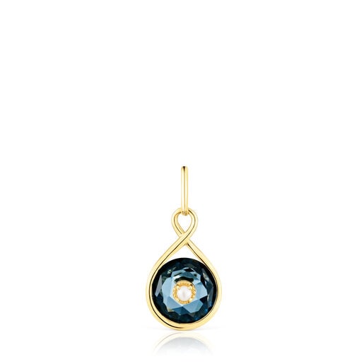 Silver vermeil Reversible pendant with topaz and cultured pearl Alma Motif