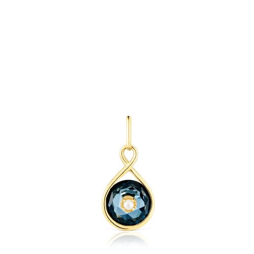 Silver vermeil Reversible pendant with topaz and cultured pearl Alma Motif  | TOUS