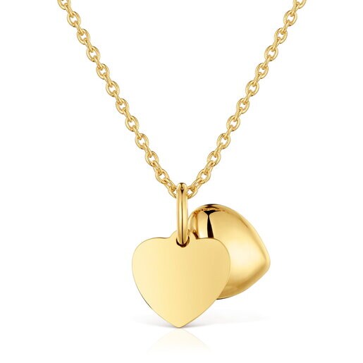 Collar de oro 14 kt doble corazón TOUS Flechazo