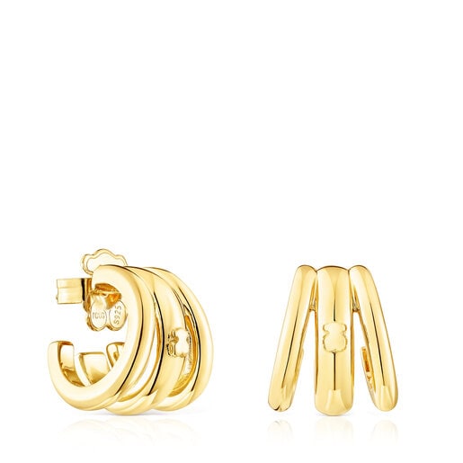 Silver vermeil TOUS Fellow Triple-hoop earrings | TOUS