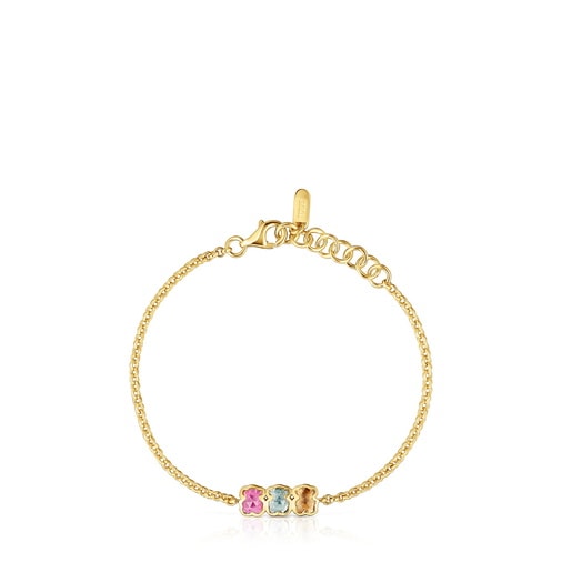 Pulsera cadena con baño de oro 18 kt sobre plata y gemas creadas en laboratorio Icon Color LGG