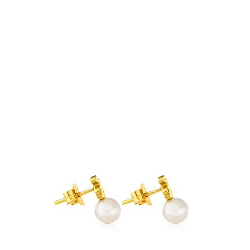 Pendientes en oro amarillo de 18kt y perlas cultivadas Puppies