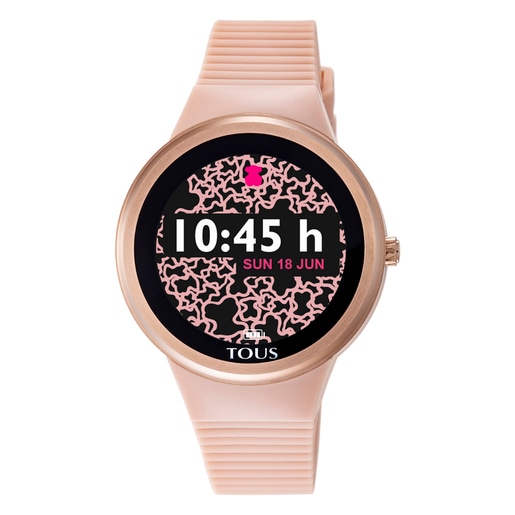 Smartwatch Rond Connect in acciaio IP rosa con cinturino in silicone nude