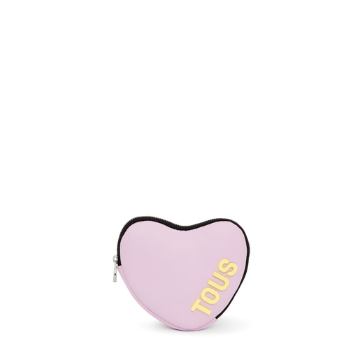 TOUS Heart Shaped Embossed Leather Coin Purse 