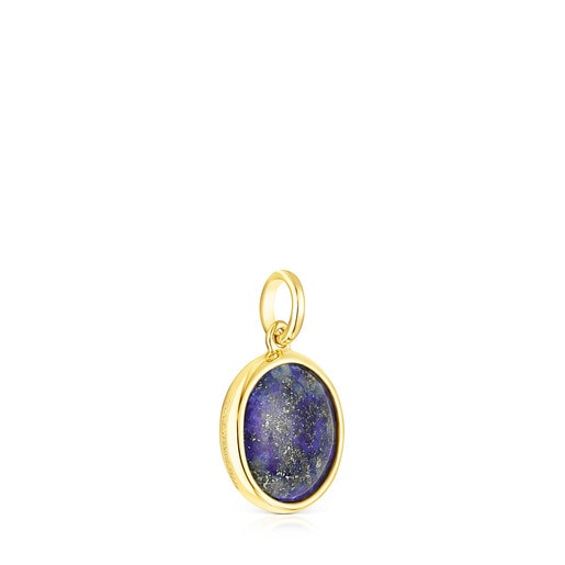 Small Magic Nature disc moon Pendant with lapis lazuli