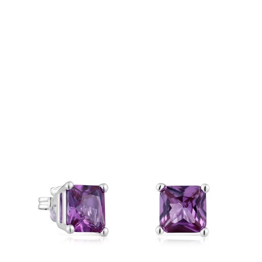 Silver Earrings and 11 mm laboratory-grown lilac sapphire TOUS Color Lab