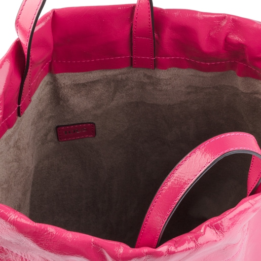 Sac à dos Tulia Crack en Cuir fuchsia