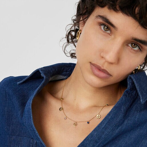 Collar medallas y gemas con baño de oro 18 kt sobre plata Tamara Falcó X TOUS