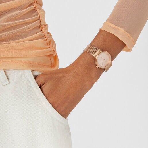 Часы Rond Mesh из стали c розовым ионным напылением