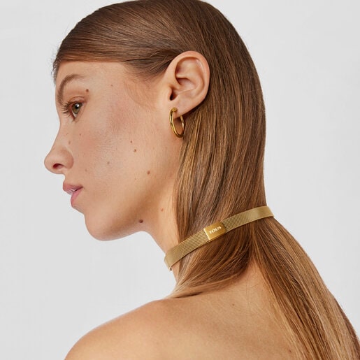 Gold-colored IP Steel Mesh Choker