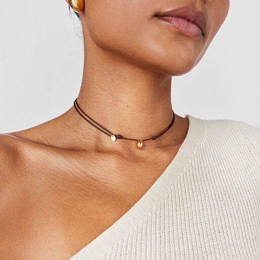 Gold and brown cord Teardrop necklace TOUS Balloon