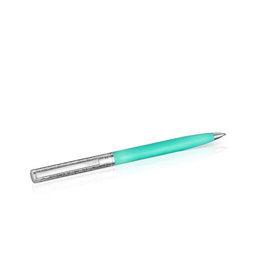 Steel TOUS Kaos Ballpoint pen lacquered in turquoise