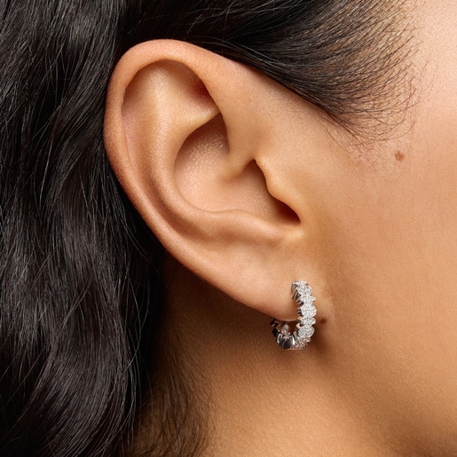 White Gold TOUS Puppies hoop Earrings with Diamonds 0.11ct