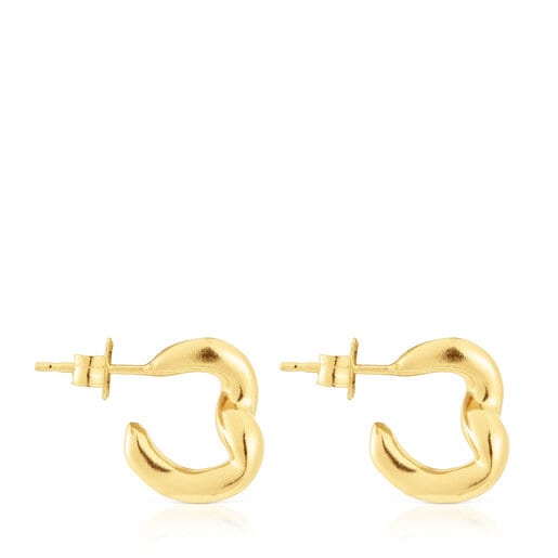 Aretes aro con baño de oro 18 kt sobre plata New Hav