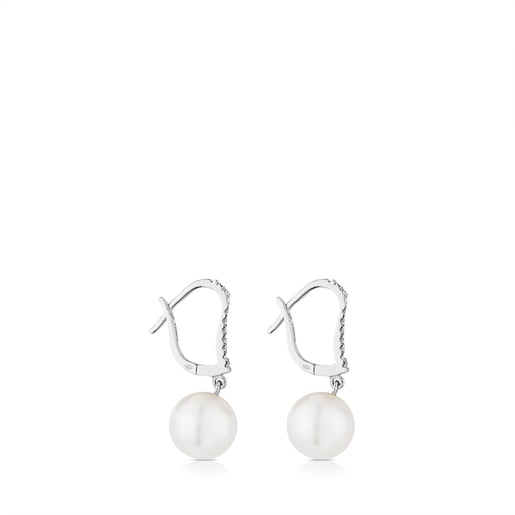 White gold TOUS Pearl Earrings with Diamond