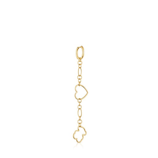 New Silueta single long Earring with 18kt gold plating over silver and motifs