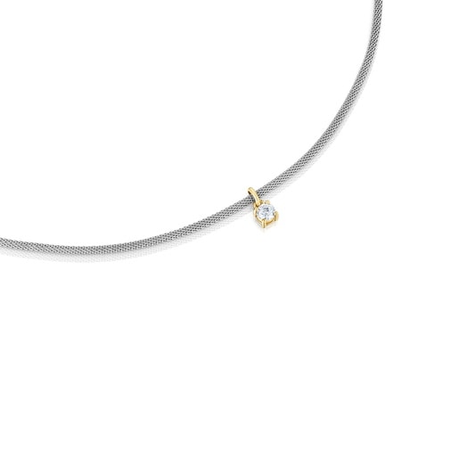 Collar de acero, oro 14 kt  y diamantes creados en laboratorio TOUS Mesh LGD