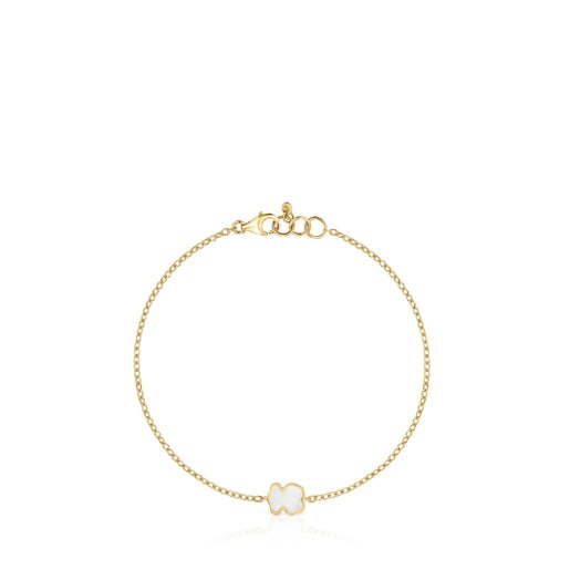 Pulsera cadena de oro 14 kt y nácar XXS