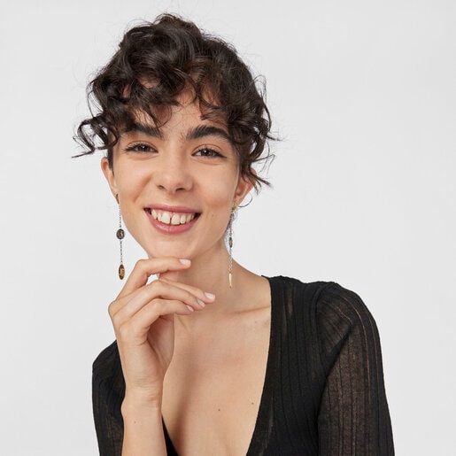 Длинные серьги из стали двух оттенков