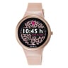 Reloj smartwatch Rond Connect de acero IP rosado con correa de silicona nude