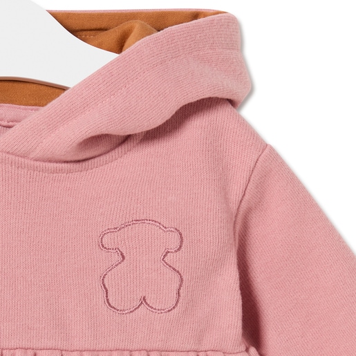 Baby girls hooded dress in Geome pink