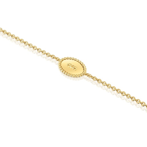 18kt gold plating over silver chain Bracelet with plaque TOUS Mom