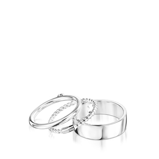 Confezione di anelli in argento e spinello con motivi di orsi Ring Mix