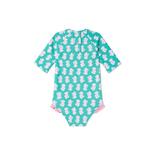 Girls one-piece swimsuit with long sleeves in Chic green