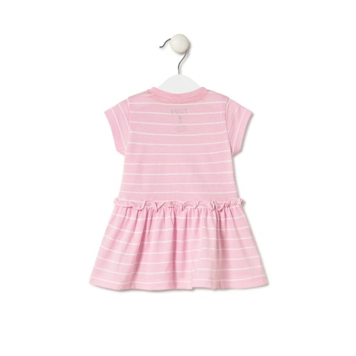 Stripy dress in Casual pink