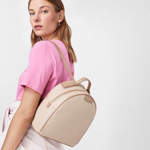 TOUS Taupe colored Script Day Backpack | Plaza Del Caribe