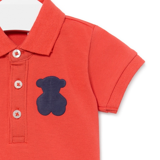Boys Casual pique fabric polo shirt in coral