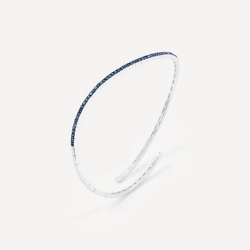 Pulsera abierta de oro blanco con zafiros azules TOUS ATELIER