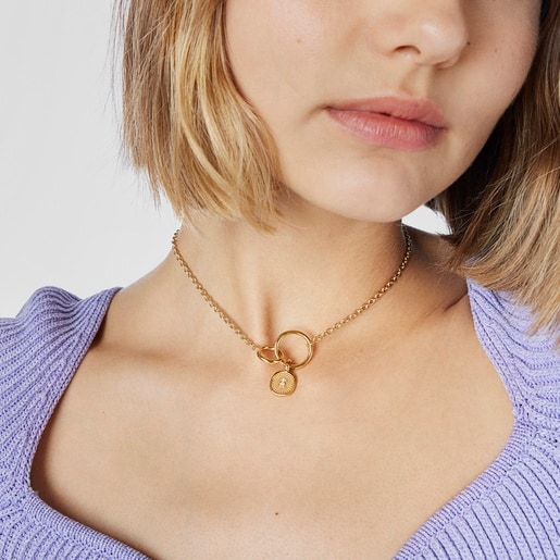 Gold Oursin Pendant with 0.01ct diamonds