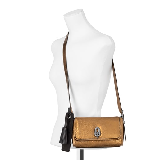 Mini Bridgy gold leather crossbody bag