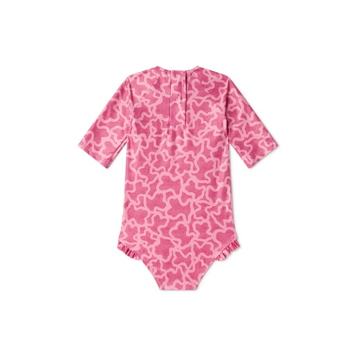 Bañador integral de niña manga larga Kaos rosa