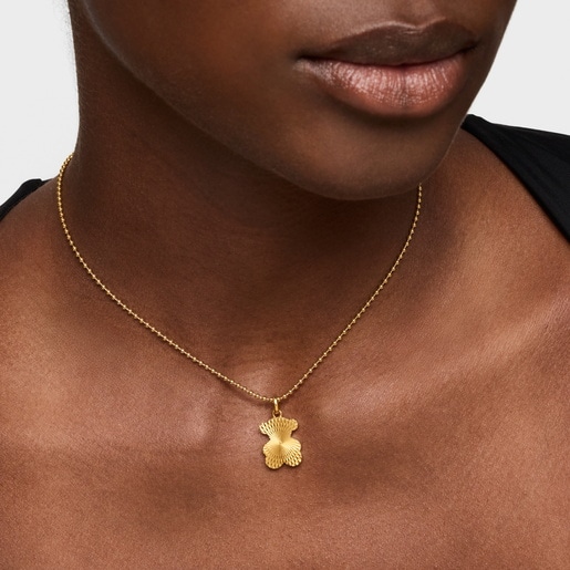 Textured bear Pendant with 18kt gold plating over silver Sweet Dolls