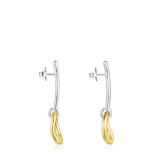 Aretes bicolor con anilla con baño de oro 18 kt sobre plata TOUS Hav